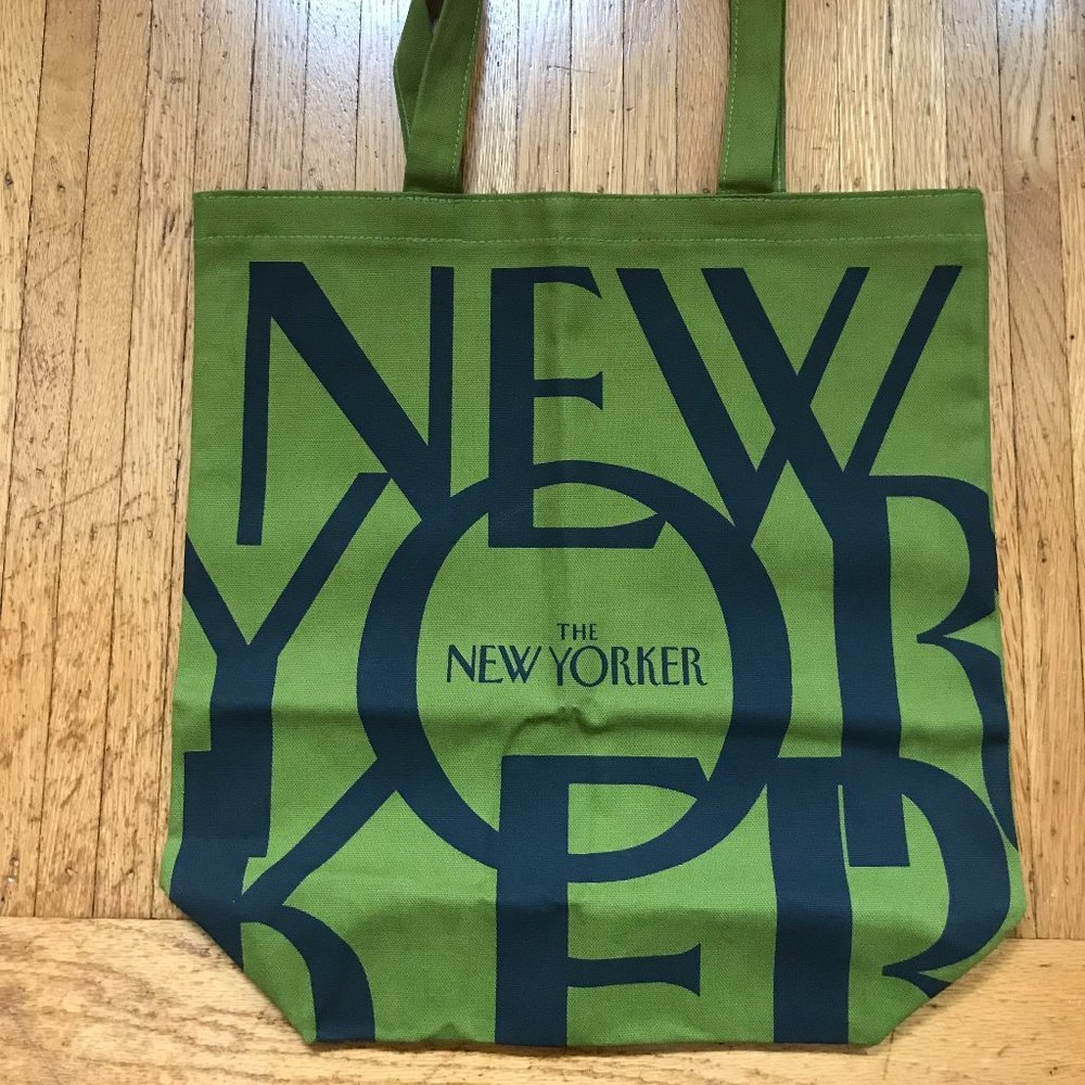 New Yorker Green Canvas Reusable Tote Bag